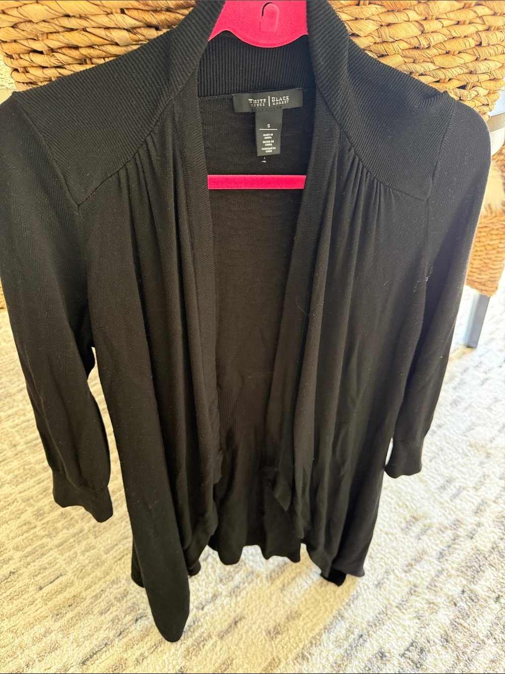 White House Black Market Black Open-Front Drape Cardigan